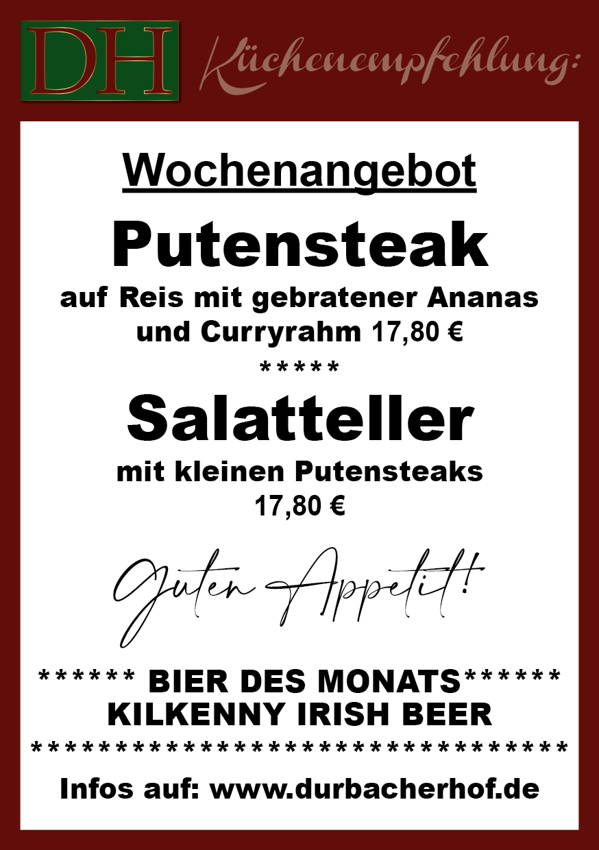 Aktuelle Wochenkarte 19/2025 im Durbacher Hof