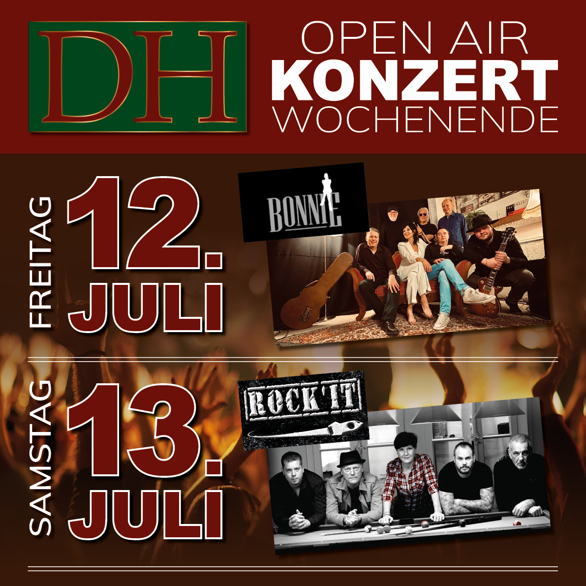 Open-Air Konzert-Wochenende am 12. + 13. Juli 2024 im Durbacher Hof
