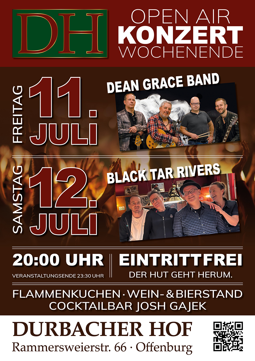 DH_Plakat_OpenAir2025_DRUCK Plakat für Open Air Konzert Wochenende am 12.+13.07.2025 beim Durbacher Hof